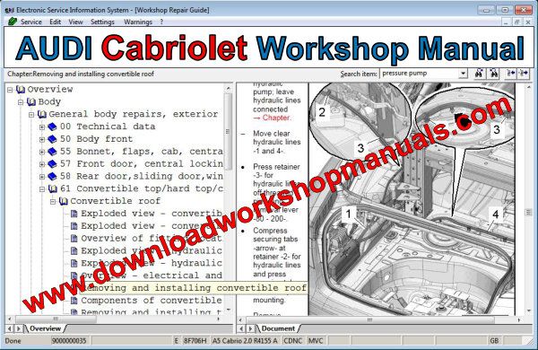audi cabriolet workshop manual
